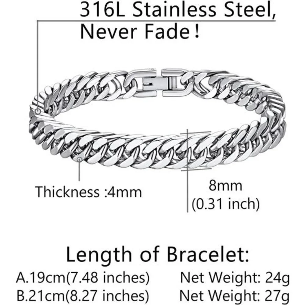 Stainless Steel Gold Plated Link Chain Bracelet for Men